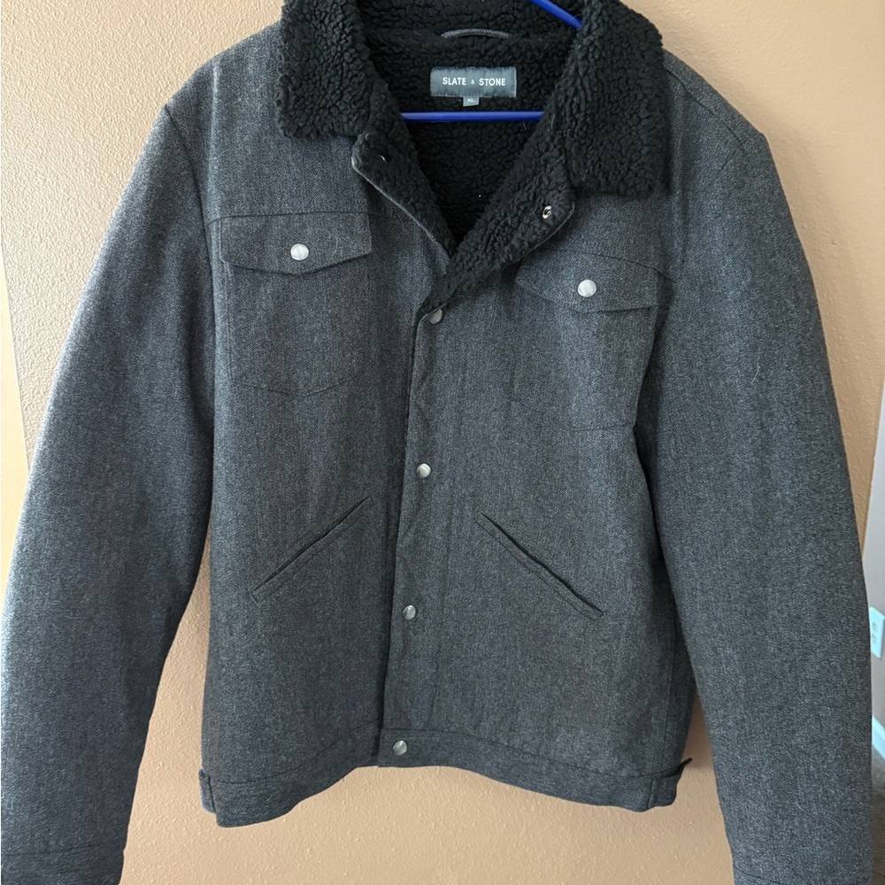 Slate & Stone Men's Gray Wool / Faux Shearling Jacket - Sz XL NWOT